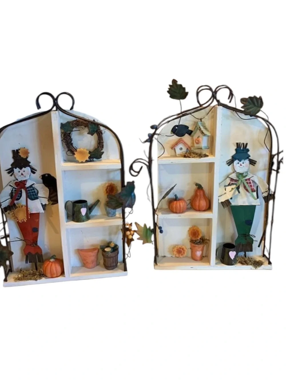 Autumn Harvest Wall Shelf Duo in White and Orange